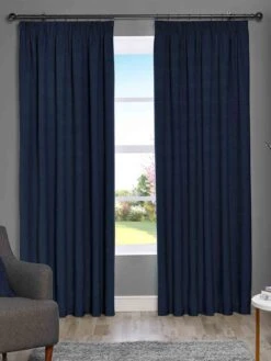 Blue Harmony Blackout Pencil Pleat Curtains