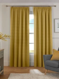 Harmony Blackout Pencil Pleat Curtains Ochre