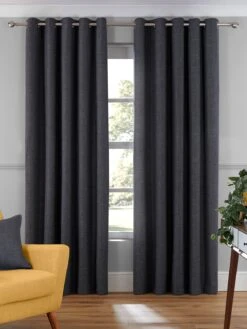 Charcoal Harlow Blackout Eyelet Curtains