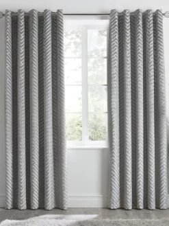 By Caprice Home Faye - Velvet Herringbone Curtains Silver