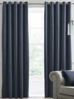Laurence Llewelyn-Bowen Montrose - Velvet Blackout Pair Of Eyelet Curtains Navy