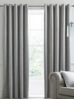 Laurence Llewelyn-Bowen Montrose - Blackout Velvet Pair Of Eyelet Curtains Silver