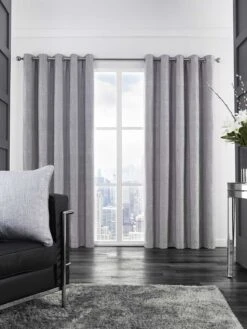 Silver Corsica Eyelet Curtains