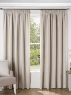 Cream Chenille Pencil Pleat Curtains