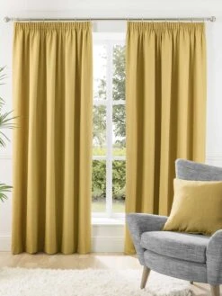 Ochre Harlow Blackout Pencil Pleat Curtains