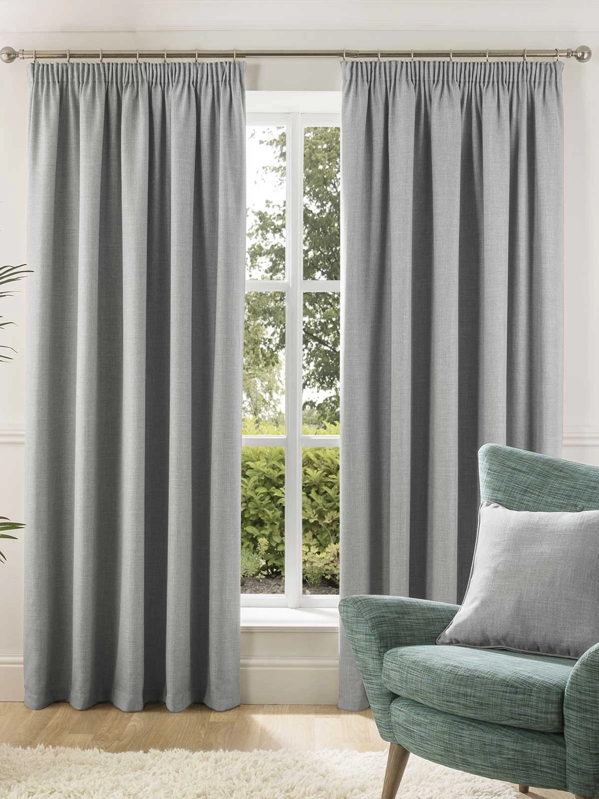 Grey Harlow Blackout Pencil Pleat Curtains 3 Grey Harlow Blackout Pencil Pleat Curtains