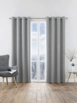 Grey Harlow Blackout Eyelet Curtains