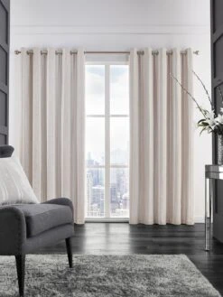 Champagne Velvet Stripe Eyelet Curtains