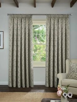 Blue Sherbourne Jacquard Pencil Pleat Curtains