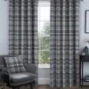 Grey Brushed Check Eyelet Curtains 2 Grey Brushed Check Eyelet Curtains -Haven Living Shop curtains378