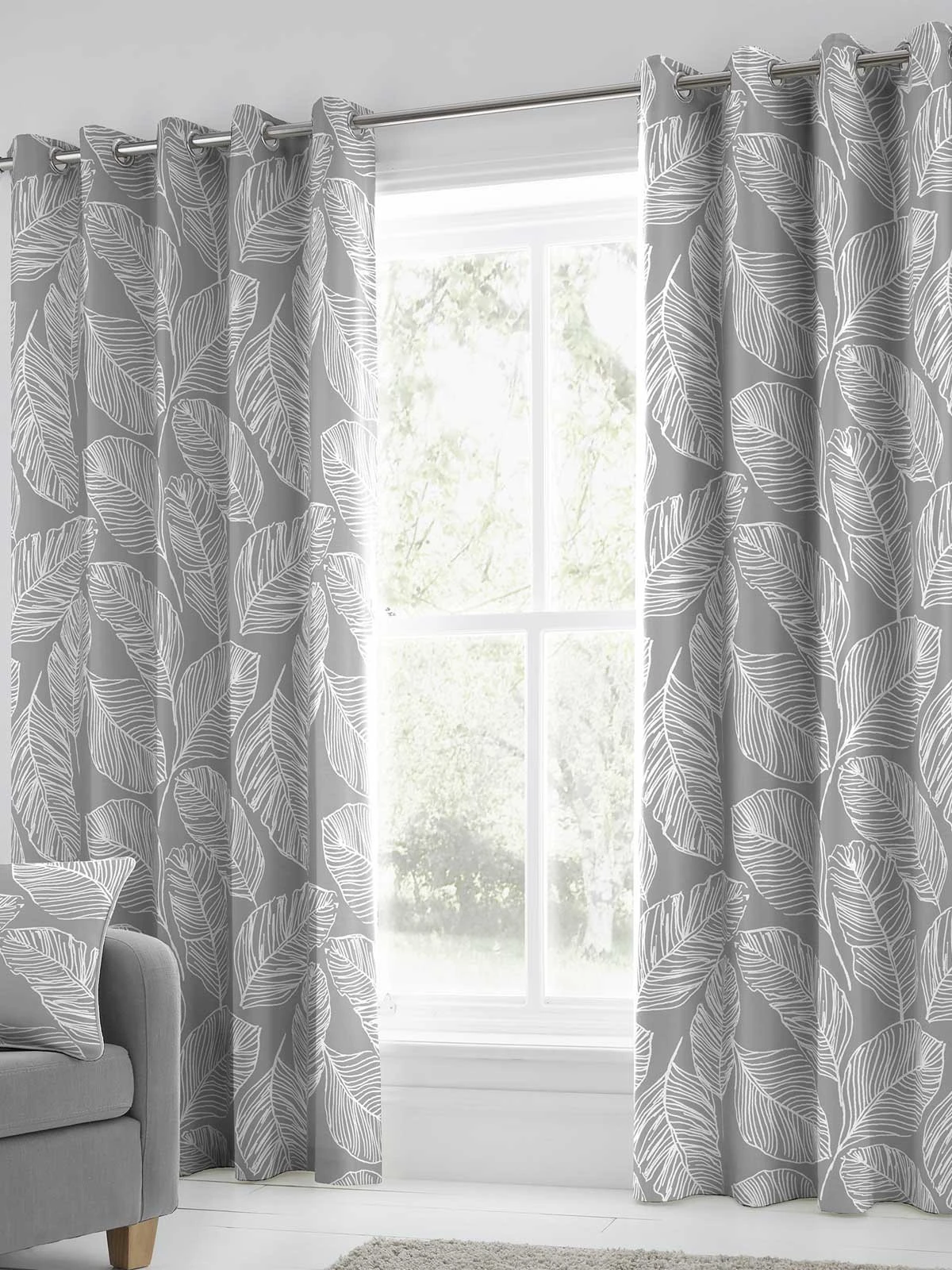 Grey Matteo Eyelet Curtains 3 Grey Matteo Eyelet Curtains
