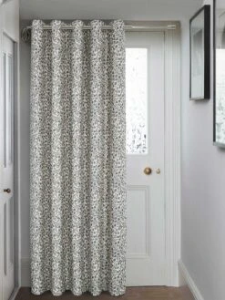 Grey Jacquard Eyelet Door Curtain