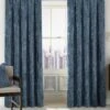 Blue Waffle Chenille Blackout Pencil Pleat Curtains 1 Blue Waffle Chenille Blackout Pencil Pleat Curtains -Haven Living Shop curtains392 main