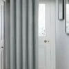 Grey Herringbone Blackout Eyelet Door Curtain