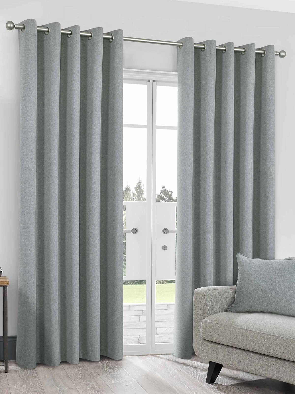Grey Herringbone Blackout Eyelet Curtains 3 Grey Herringbone Blackout Eyelet Curtains