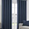 Navy Herringbone Blackout Eyelet Curtains