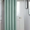 Duck Egg Herringbone Blackout Eyelet Door Curtain