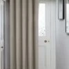 Natural Herringbone Blackout Eyelet Door Curtain