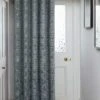 Charcoal Embossed Velvet Eyelet Door Curtain 1 Charcoal Embossed Velvet Eyelet Door Curtain -Haven Living Shop curtains406 main