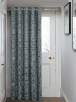 Charcoal Embossed Velvet Eyelet Door Curtain