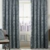 Charcoal Embossed Velvet Pencil Pleat Curtains -Haven Living Shop curtains407 main