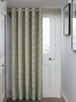Blue Sherbourne Jacquard Eyelet Door Curtain