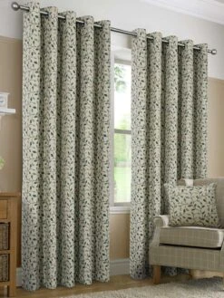 Blue Sherbourne Jacquard Eyelet Curtains