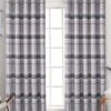 Natural Highland Brushed Check Eyelet Curtains