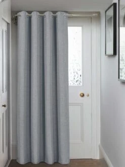 Grey Harlow Eyelet Door Curtain