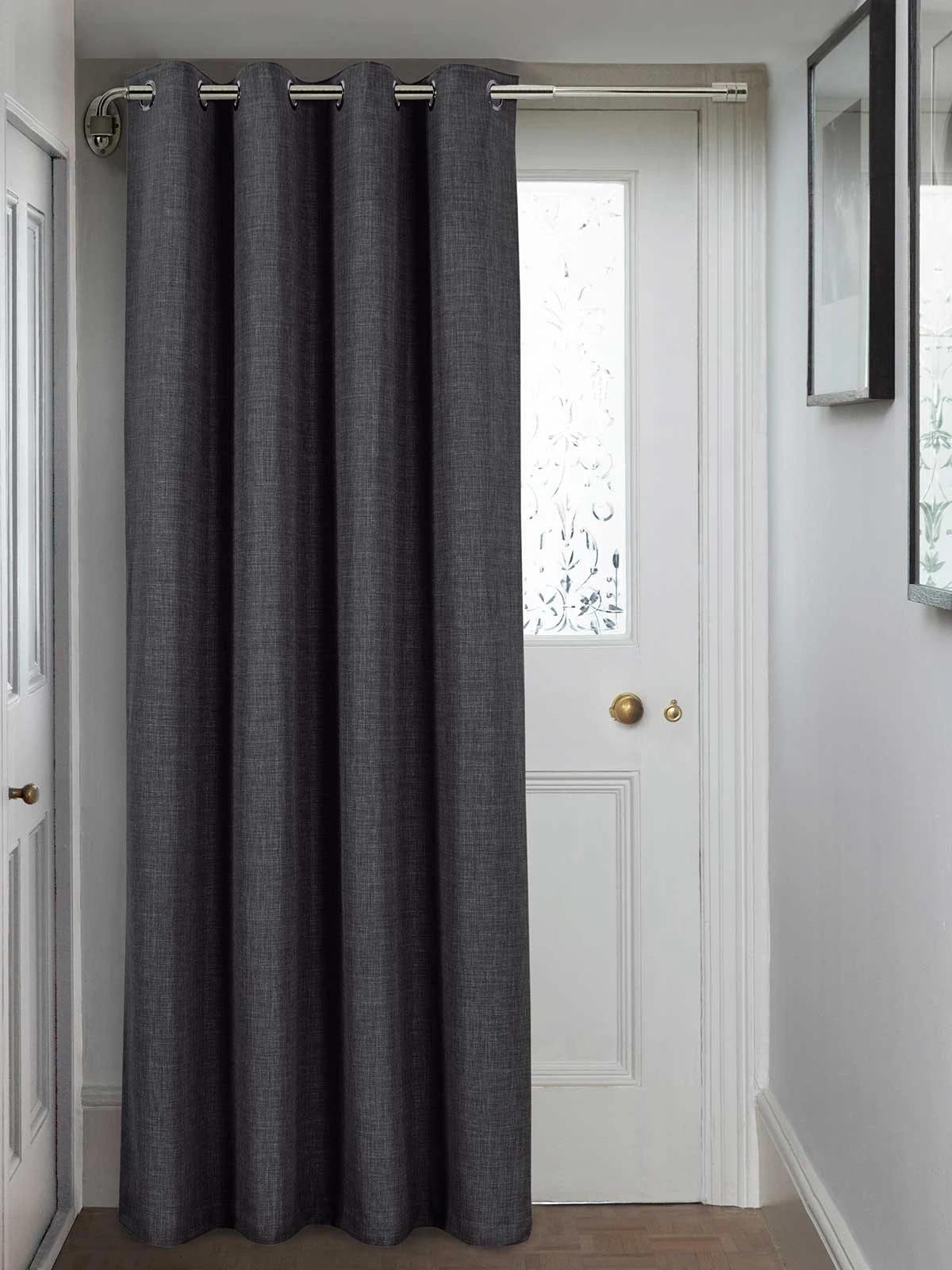 Charcoal Harlow Eyelet Door Curtain 3 Charcoal Harlow Eyelet Door Curtain