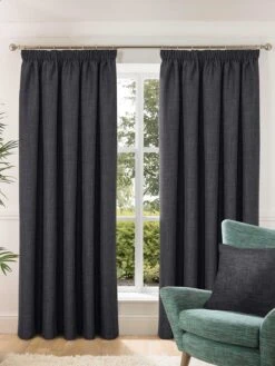 Charcoal Harlow Blackout Pencil Pleat Curtains