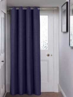 Navy Harlow Eyelet Door Curtain