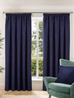 Navy Harlow Blackout Pencil Pleat Curtains