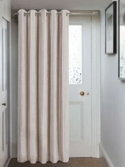 Champagne Velvet Stripe Eyelet Door Curtain