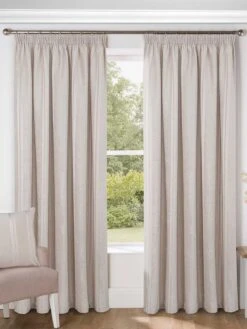 Champagne Velvet Stripe Pencil Pleat Curtains