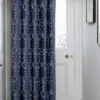 Navy Valencia Jacquard Eyelet Door Curtain