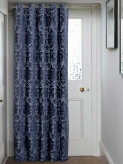 Navy Valencia Jacquard Eyelet Door Curtain