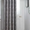 Silver Valencia Jacquard Eyelet Door Curtain