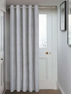 Silver Corsica Eyelet Door Curtain