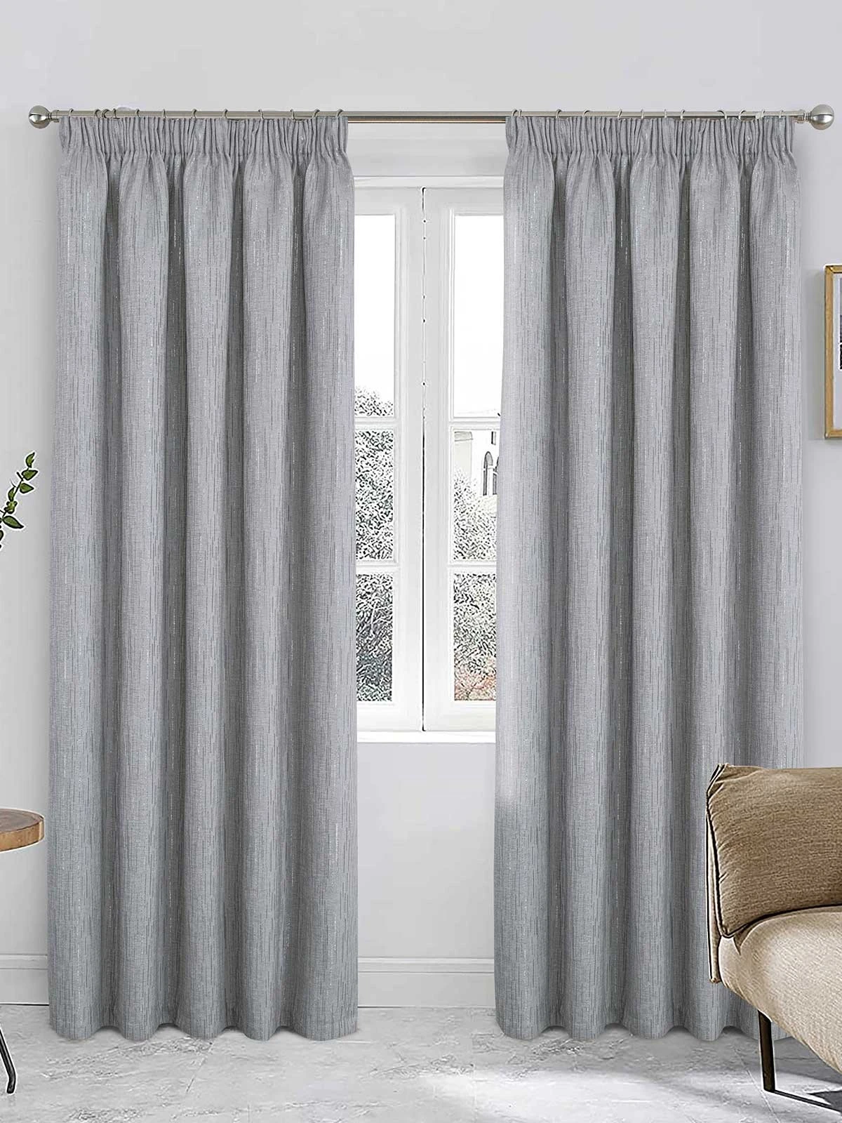 Silver Corsica Pencil Pleat Curtains 3 Silver Corsica Pencil Pleat Curtains