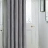 Silver Velvet Stripe Eyelet Door Curtain -Haven Living Shop curtains432 main