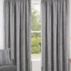 Silver Velvet Stripe Pencil Pleat Curtains