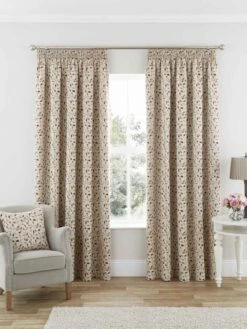 Red Sherbourne Jacquard Pencil Pleat Curtains