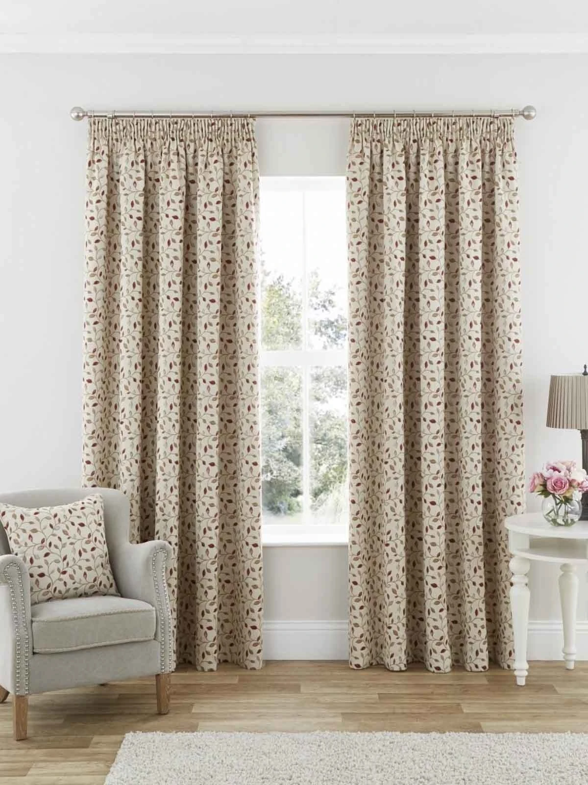 Red Sherbourne Jacquard Pencil Pleat Curtains 3 Red Sherbourne Jacquard Pencil Pleat Curtains