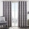 Silver Valencia Jacquard Eyelet Curtains -Haven Living Shop curtains 178 silver