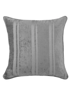Silver Velvet Stripe Large Cushion
