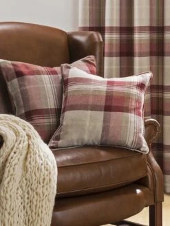 Red Highland Brushed Check Large Cushion