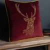 Furn Forest Fauna Woodland Stag Cushion Burgundy -Haven Living Shop cushion539 main