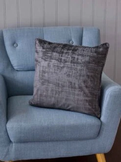 Charcoal Embossed Velvet Large Cushion