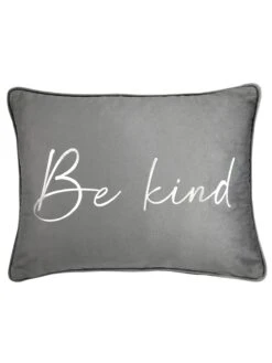 By Caprice Home Be Kind - Velvet Foil Print Filled Cushion Silver